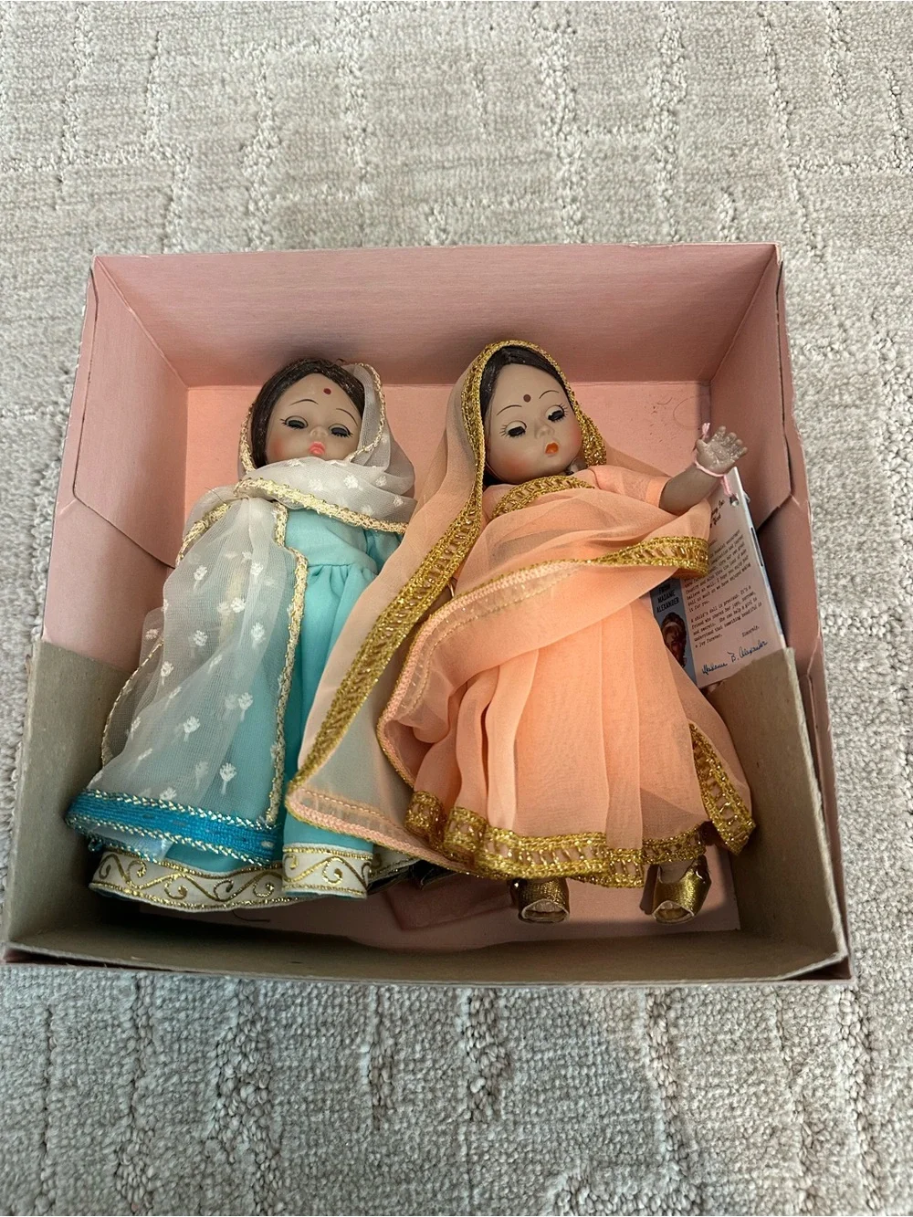 Alexander Doll Company: Traditional Indian-Style Kids Doll Set - Peach & Teal